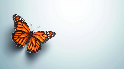 Fototapeta na wymiar Monarch butterfly with bright orange wings on a light background.