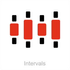 Intervals and diagram icon concept