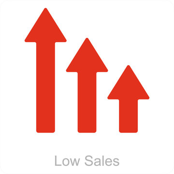 Low Sales and diagram icon concept