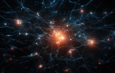 Naklejka na ściany i meble The brain neuron. Generative AI.