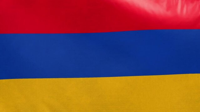 Armenia flag. Armenian flag waving in the wind. Full screen, flat, cloth material texture. National Flag. Loopable. Looping. CGI graphic animation HD
