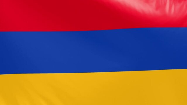 Armenia flag. Armenian flag waving in the wind. Areni flag, Full screen, flat, smooth material texture. National Flag. Loopable. Looping. CGI graphic animation HD