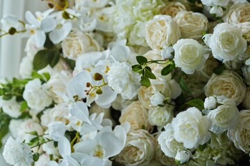 The composition is made by florists from fresh flowers