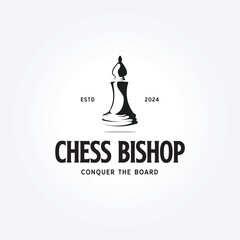 vintage simple chess bishop logo icon design. chess piece illustration design