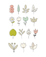 Simple and Abstract Leaf Design Set