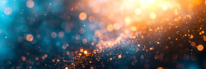 Abstract bokeh lights background with a smooth gradient from cool to warm tones, suitable for festive or holiday concepts - obrazy, fototapety, plakaty