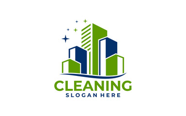 House Building Cleaning company badge, emblem. Vector illustration.	
