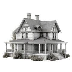 Big Country House PNG Cutout, Generative AI