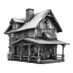 Blacksmith House PNG Cutout, Generative AI