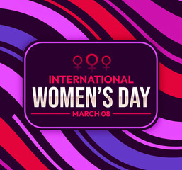 International Women's Day wallpaper with waving style shapes and typography in the center
