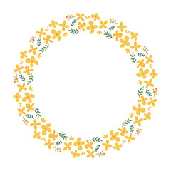 Fototapeta premium Hand drawing style spring flower wreath illustration