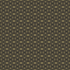 Elegant seamless black-gold pattern. Fabric print. Seamless background, mosaic ornament, ethnic style. Design for prints on fabrics, textile, surface, paper, wallpaper, interior, patchwork, wrapping. 