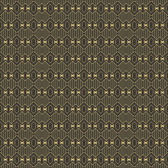 Elegant seamless black-gold pattern. Fabric print. Seamless background, mosaic ornament, ethnic style. Design for prints on fabrics, textile, surface, paper, wallpaper, interior, patchwork, wrapping. 