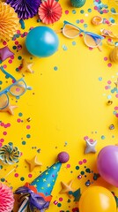April fool's day. April 1st. background with party decorations.
