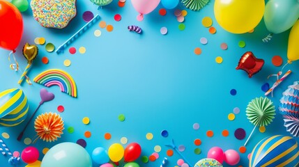 April fool's day. April 1st. background with party decorations. - obrazy, fototapety, plakaty