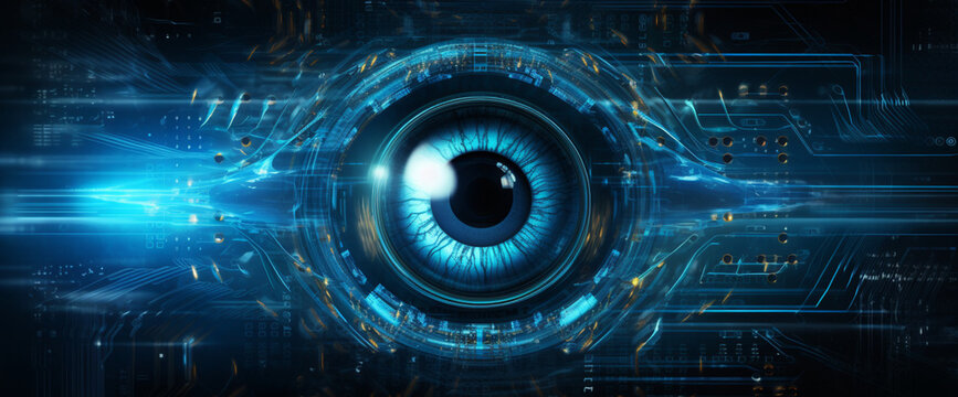 eye cyber circuit future technology background