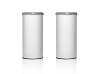 Cans packaging for snack product like potato chips or peanuts. Ready For Your Design, transparent background