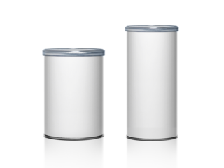 Cans packaging for snack product like potato chips or peanuts. Ready For Your Design, transparent background