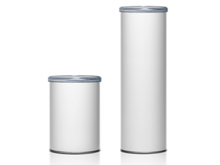 Cans packaging for snack product like potato chips or peanuts. Ready For Your Design, transparent background