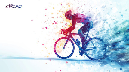 Bicycle racers competing on cycling championship. Cycle sports event, abstracrt style colorful