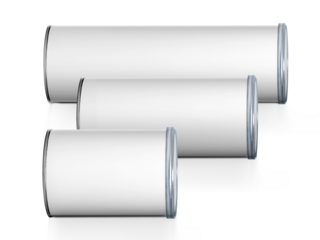 Cans packaging for snack product like potato chips or peanuts. Ready For Your Design, transparent background