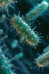 Close up of microscopic colorful bacteria colony in scientific laboratory