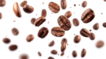 Coffee beans floating isolated on transparent background © YauheniyaA
