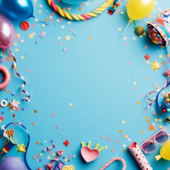 Background with party decorations. April fool's day celebration.