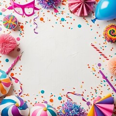 Background with party decorations. April fool's day celebration.