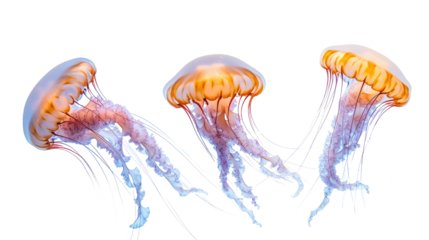 set of jellyfish isolated on transparent background