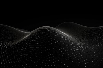 Black Abstract Dotted Waves on Dark Background