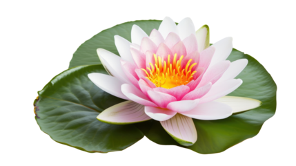 lotus water lily pink flower isolated on transparent