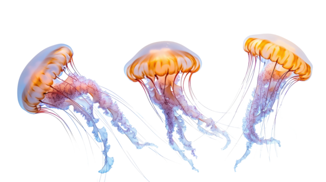set of jellyfish isolated on transparent background