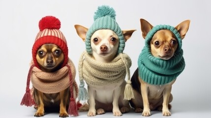 Obraz premium Chihuahuas Dressed for Winter Weather