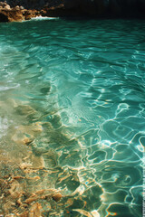 Obraz premium Ocean sea water clear waves splashing in the deep sea at sunny day