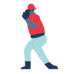 Baseball Players set flat illustrations