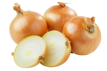 Fototapeta premium Close up shot of few white onions without shadows isolated on transparent background