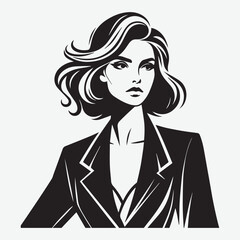 Vector illustration of Woman, concept portrait of a fictional elegant Vintage silhouette