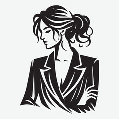 Vector illustration of Woman, concept portrait of a fictional elegant Vintage silhouette