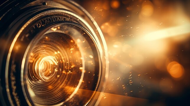 Antique camera lens with artistic light flares and vintage charm