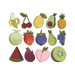 Set of Doodle Fruit Illustration