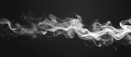 White smoke of beauty against a black background, fire's white movement; abstract black background with white magic smoke.