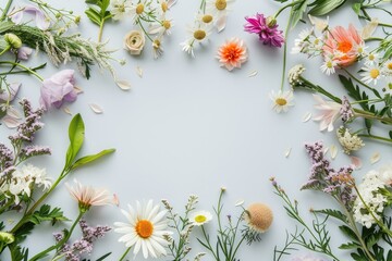 Floral composition on a white background, space for text, concept of Valentine Day, Mother Day, Women Day, wedding day