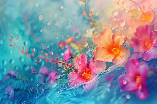 Generative AI Image of Beautiful Blooming Flowers Floating on Cool Fresh Water