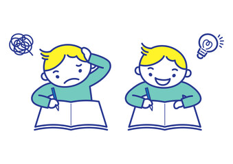 A child studying with a problem book_問題集で勉強をしている子供