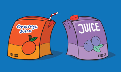 Juice box design, Juice boxes, orange juice, blue berry juice are flexible and movement.