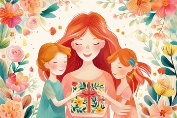 Obraz na płótnie Canvas Heartwarming Mother's Day celebration with a surprise gift.