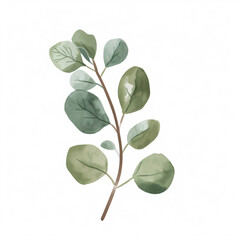  Eucalyptus  leave of the plants in watercolor style Handawn illustration