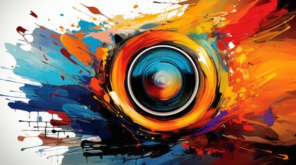 Painterly camera lens, capturing the essence of creativity and art