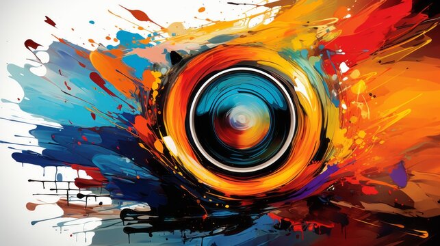 Painterly camera lens, capturing the essence of creativity and art